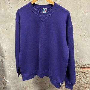 Vintage 90s Russell Athletic Purple Crewneck USA Made Fleece Sweatshirt XL Y2K